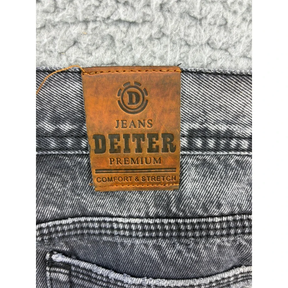 Deiter Premium Mens Denim Shorts Size 32 Gray Acid Wash Distressed Ripped